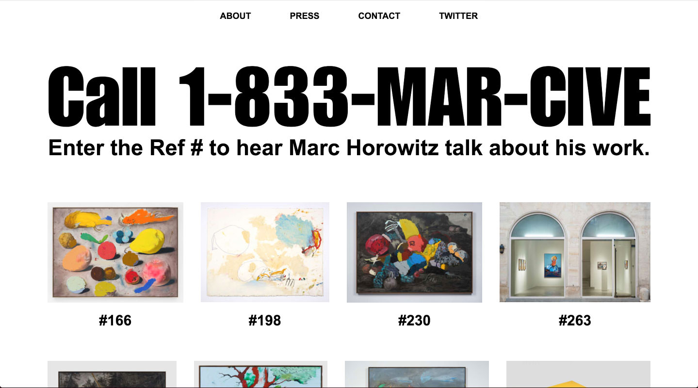 1833MARCIVE’s archive interface: “Call 1-833-MAR-CIVE,” with paintings and project reference numbers.